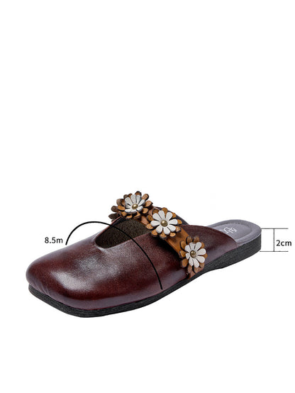 Summer Flower Leather Slippers Sc1011