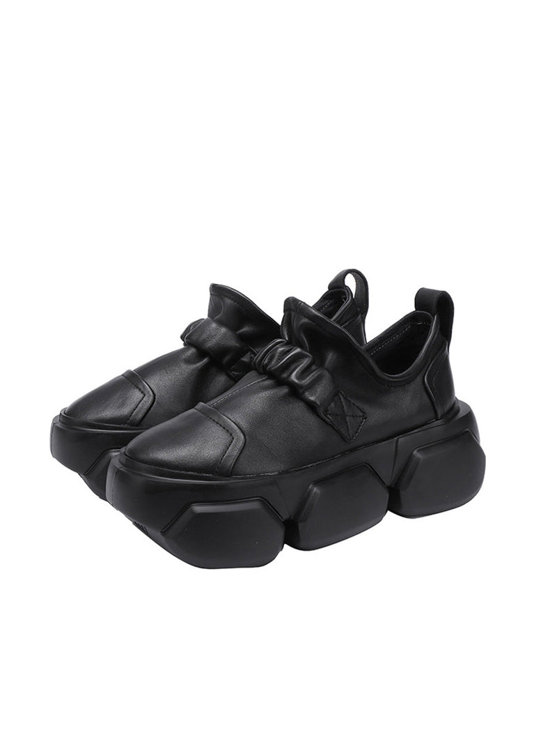 Autumn Stylish Soft Leather Platform Shoes Ah1001