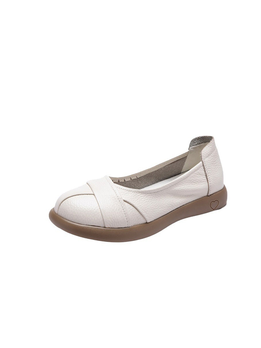 Spliced Genuine Cross Shoes Flat Leather