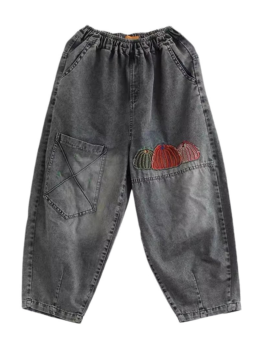 Summer Embroidery Denim Harem Pants Cv1047