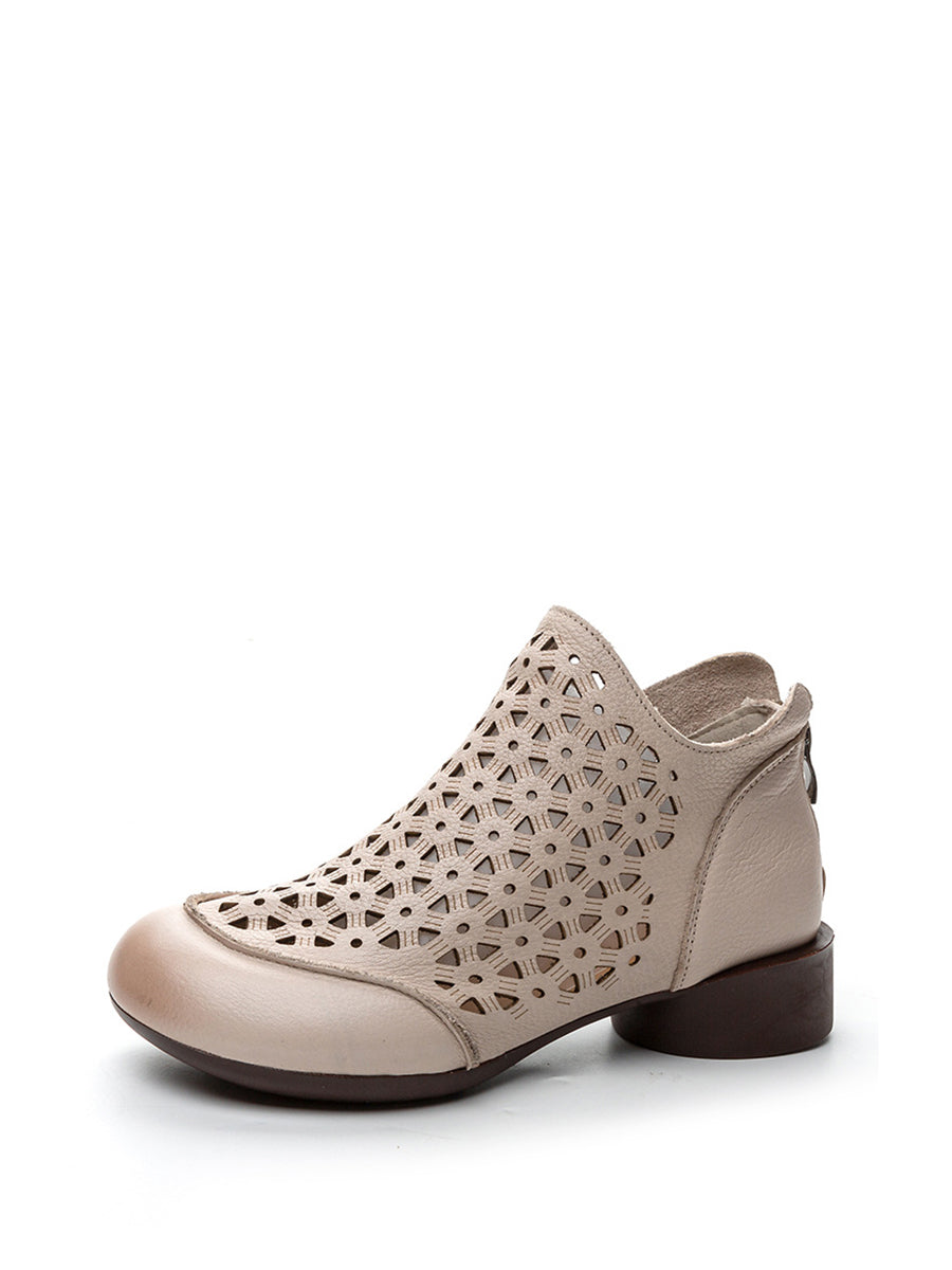 Summer Leather Soft Cutout Boots Ui1029