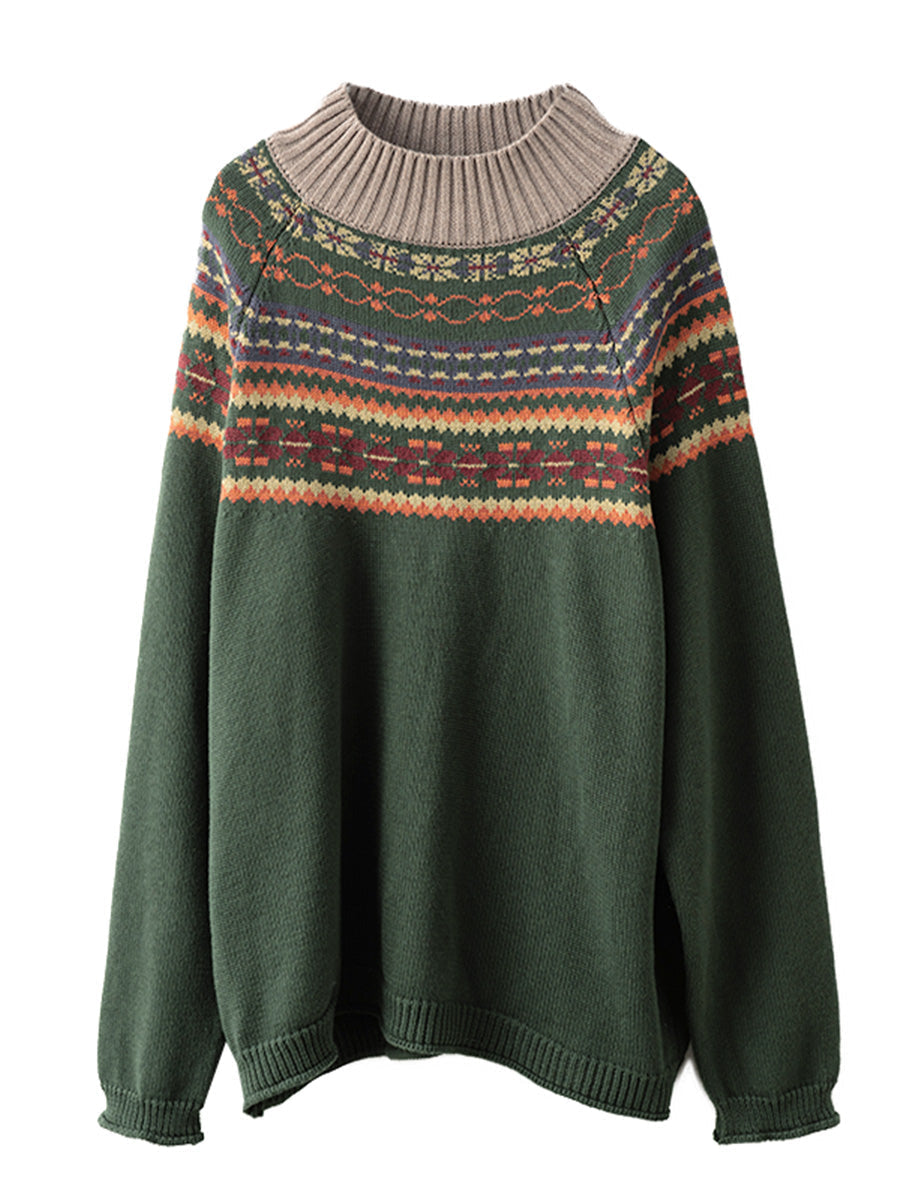 Autumn Jacquard Half Turtleneck Sweater Ai1005