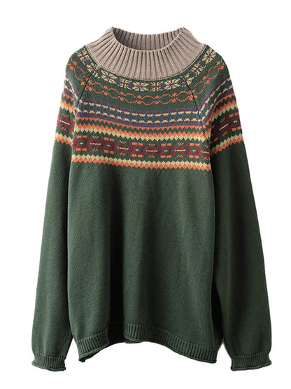 Autumn Jacquard Half Turtleneck Sweater Ai1005