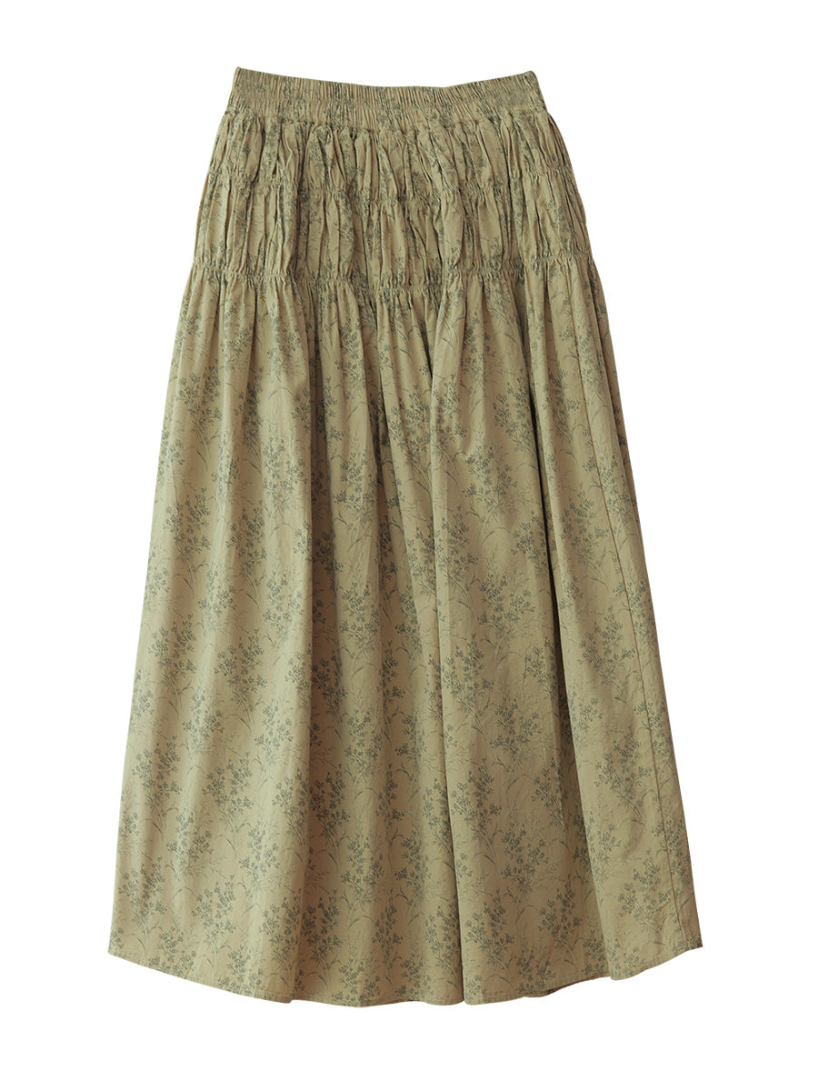 Summer Artsy Shirred Cotton Skirt We1042