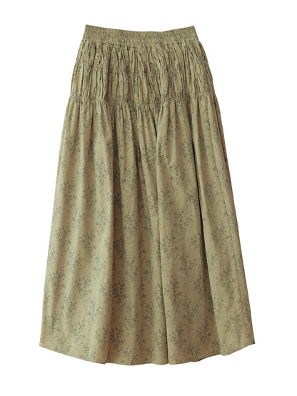 Summer Artsy Shirred Cotton Skirt We1042