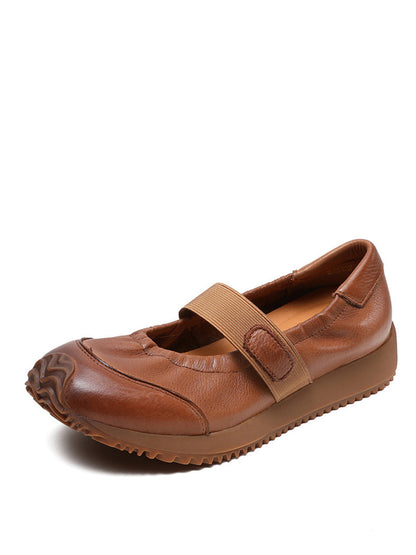 Summer Retro Leather Platform Shoes Sc1025