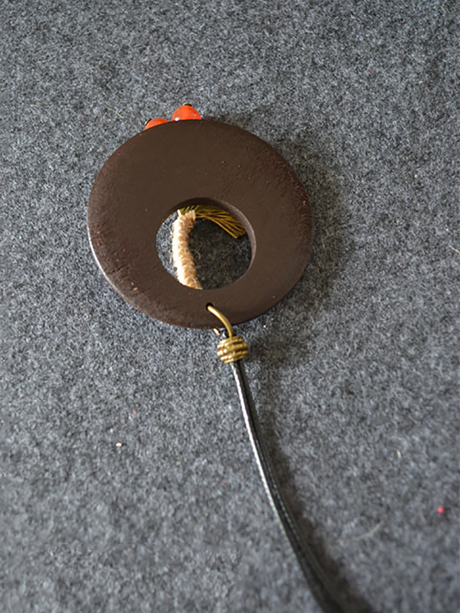 Alloy Leaf Round Wooden Sweater Necklace Kl1042