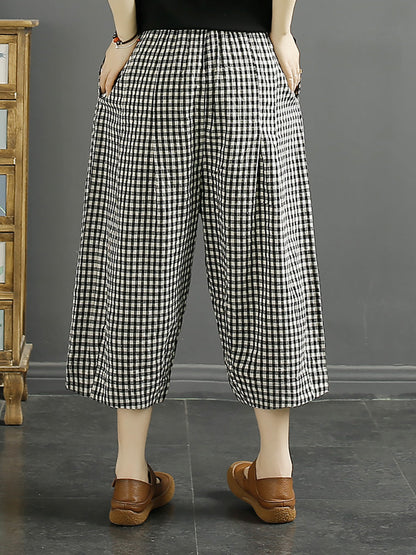 Summer Plaid Cotton Pants Xx1032
