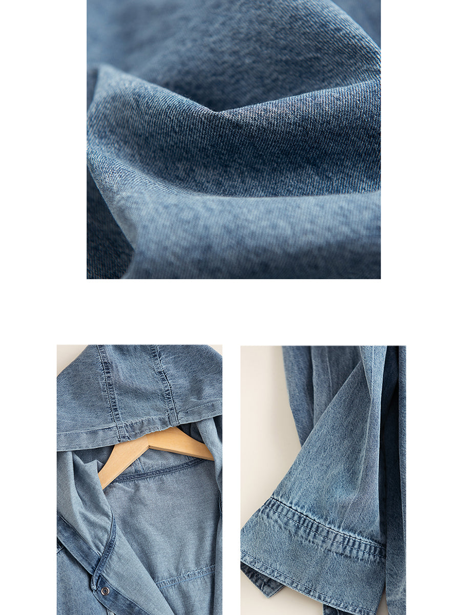 Autumn Pocket Denim Hooded Coat At1026