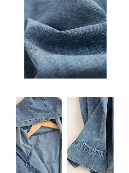 Autumn Pocket Denim Hooded Coat At1026