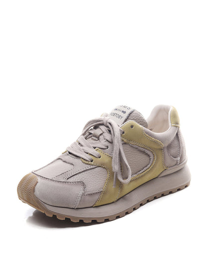 Colorblock Leather Sport Shoes Wu008