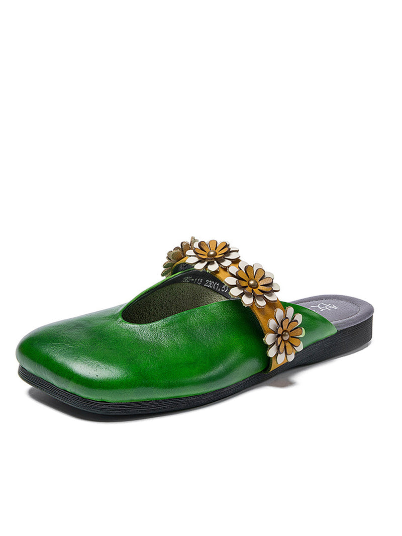 Summer Flower Leather Slippers Sc1011