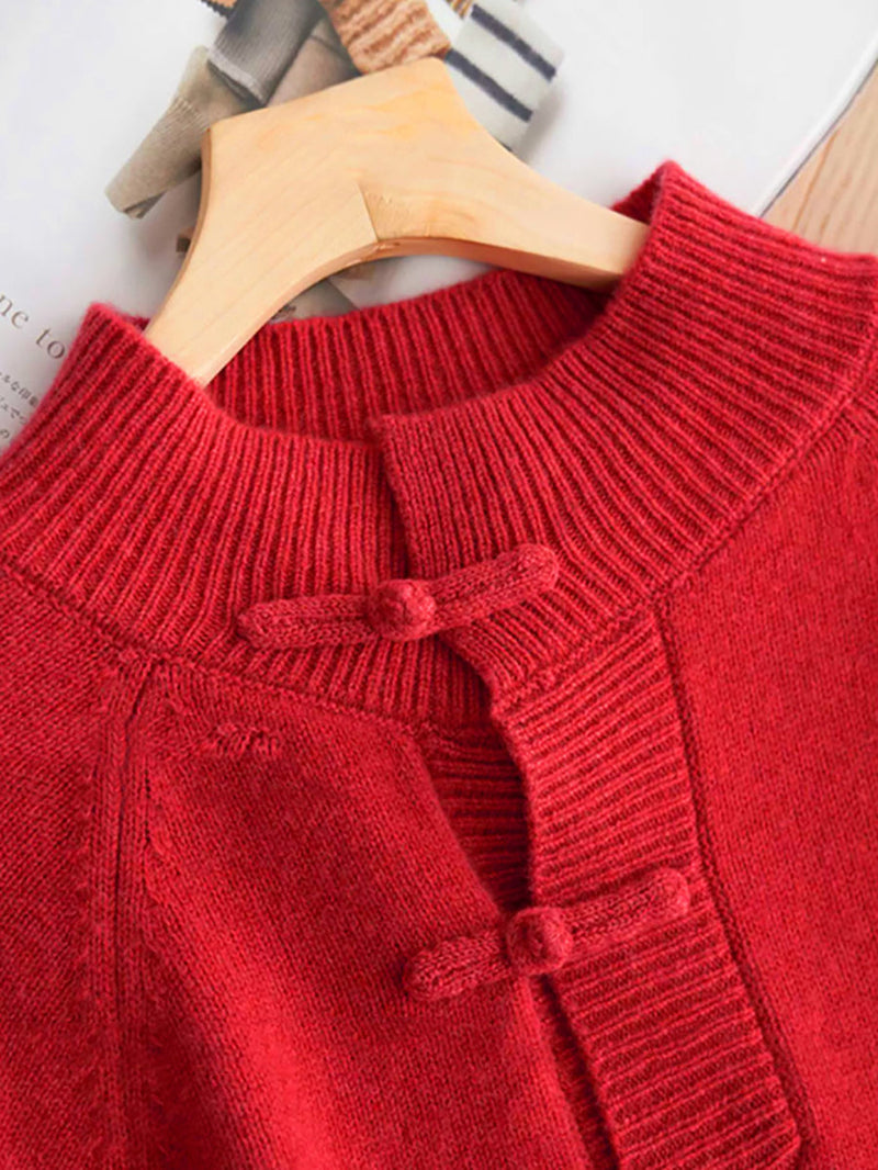 Autumn Half-turtleneck 100%wool Buckle Sweater Ba1040