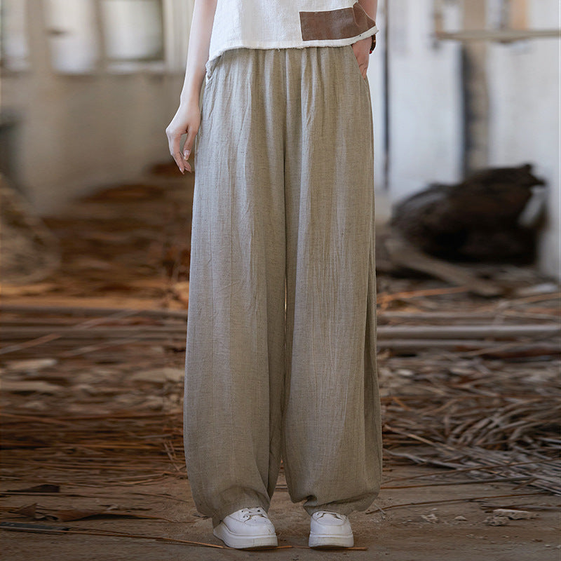 Summer Tie-dye Straight-leg Linen Pants Cv1013