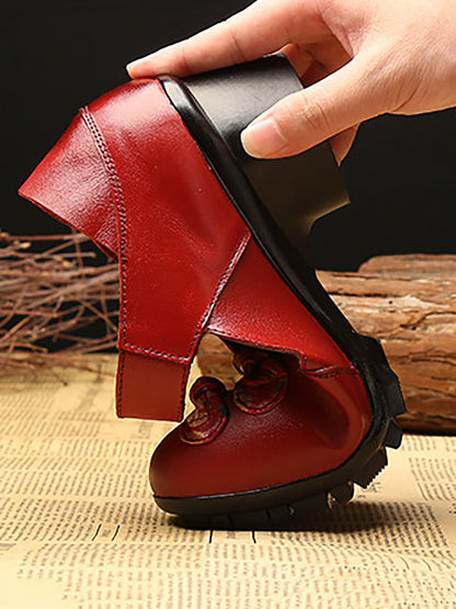Summer Leather Spliced Mid-heel Shoes Ii1014