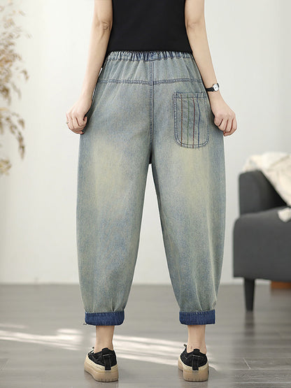 Pants Frayed Retro Denim Harem