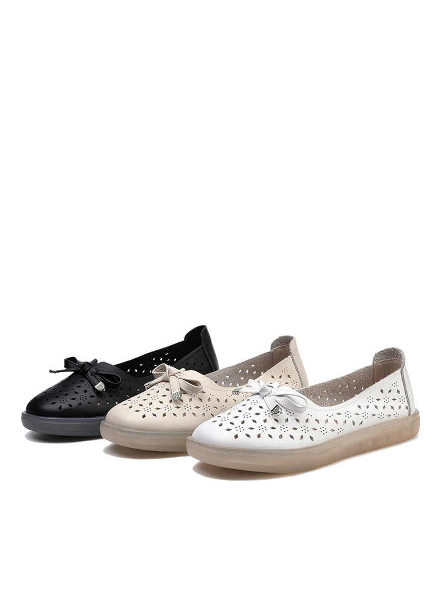 Summer Cutout Leather Flat Shoes Kl1043
