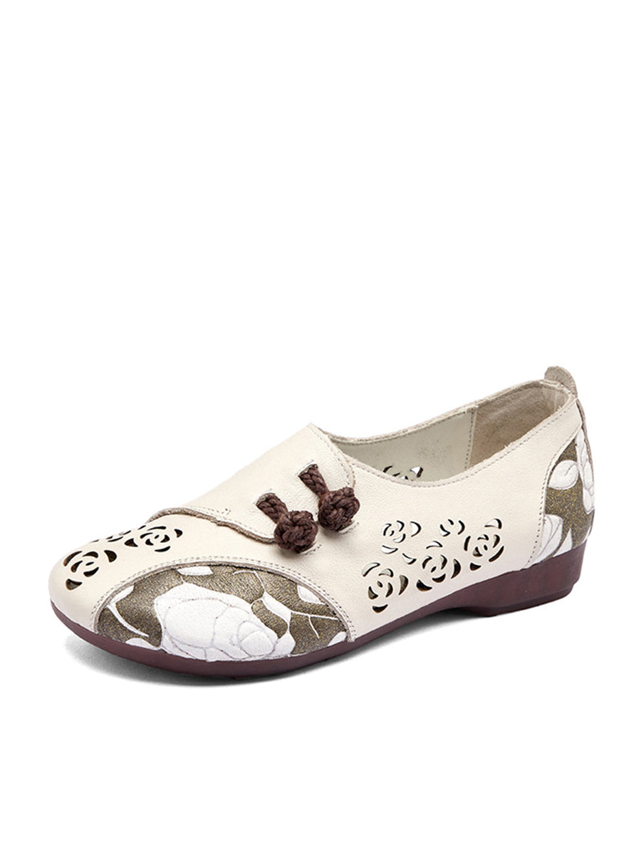 Colorblock Cutout Leather Low Heel Shoes Xx1048