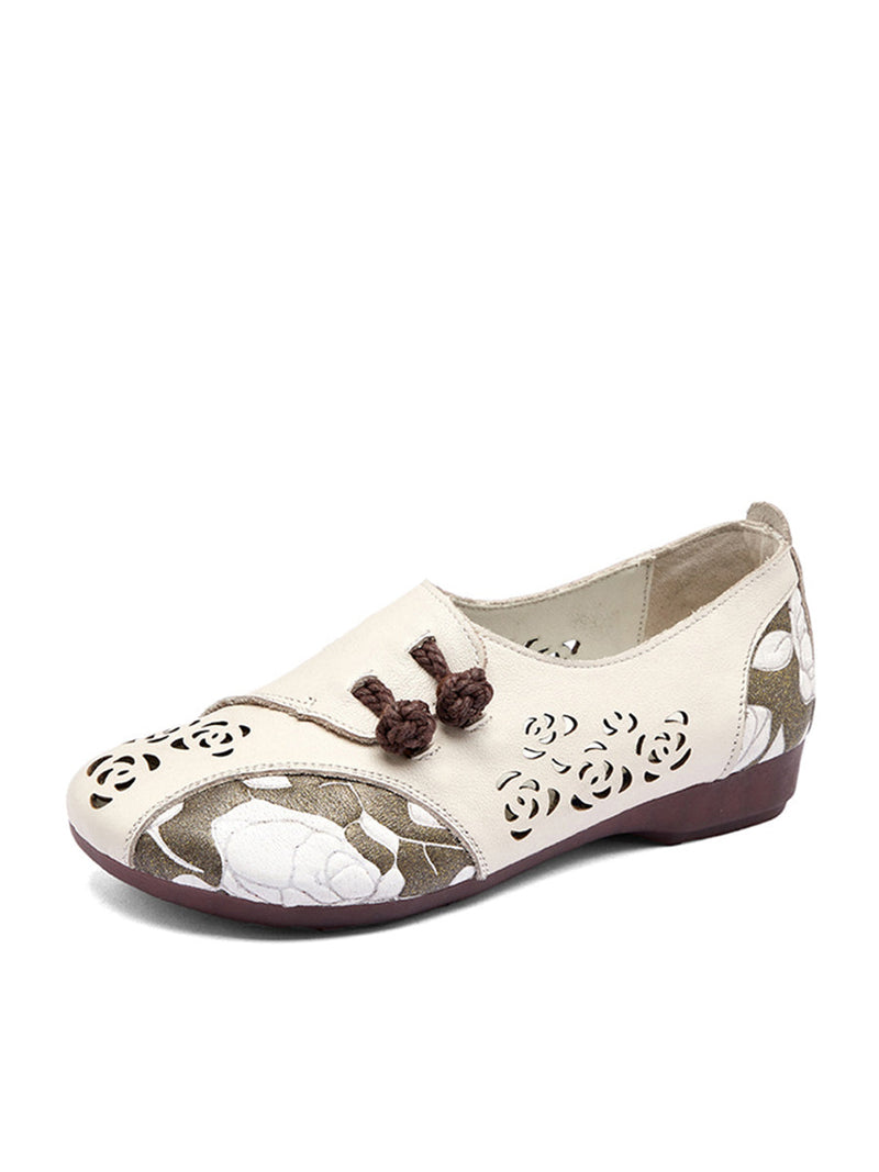 Colorblock Cutout Leather Low Heel Shoes Xx1048