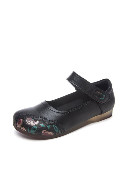 Summer Flower Spliced Leather Shoes Xx1052