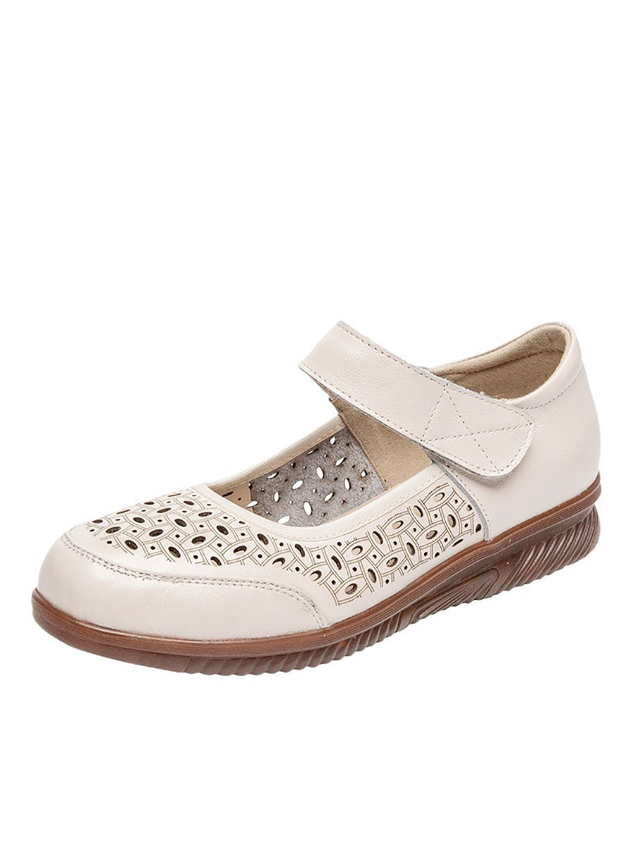 Summer Casaul Leather Cutout Low-heel Shoes Ty1040