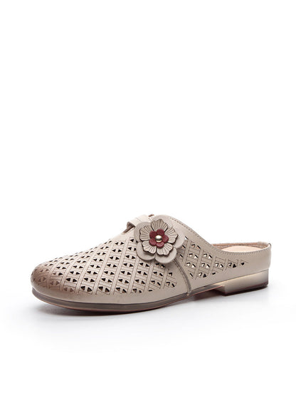 Summer Leather Cutout Flower Spliced Sandals As1054