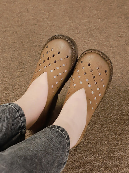 Leather Summer Cutout Flat Sandals Sc1026