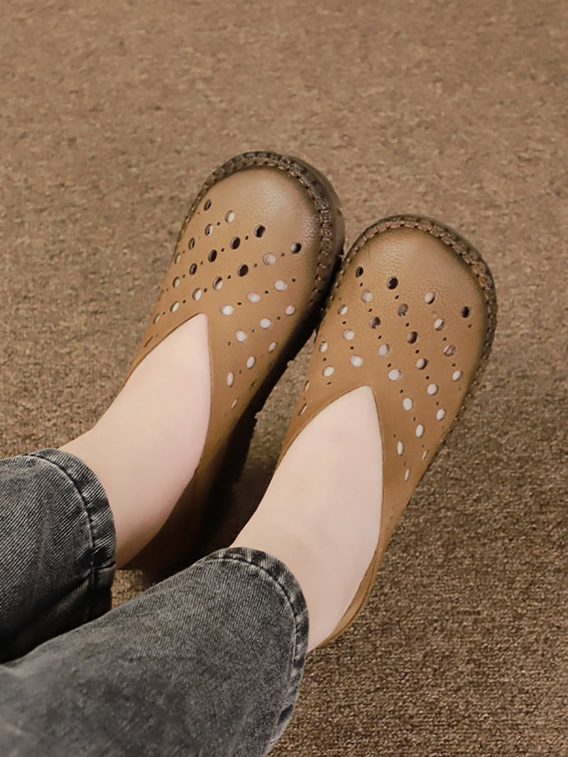 Leather Summer Cutout Flat Sandals Sc1026