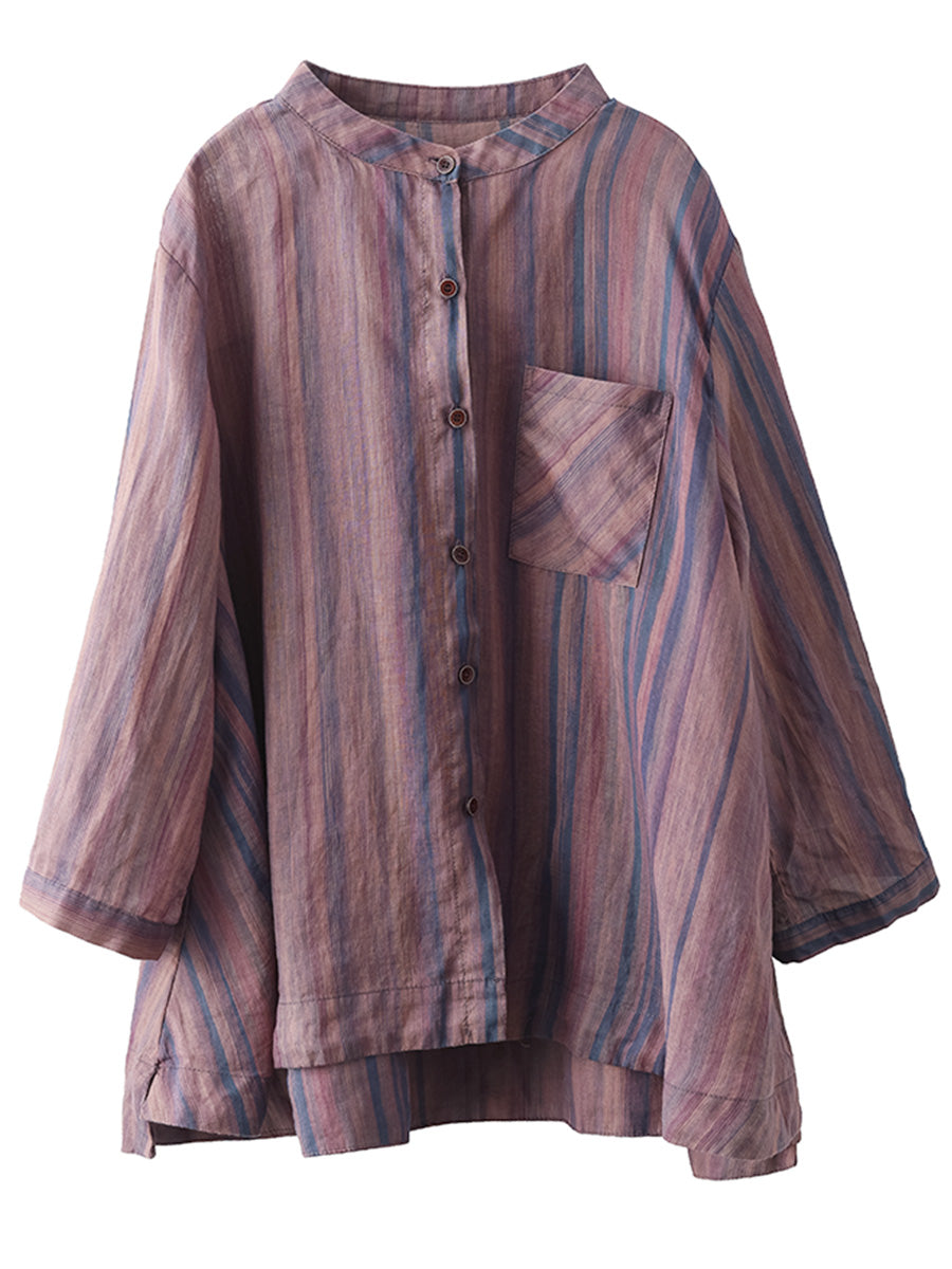 Spring Stripe Button-up Blouse Co1007