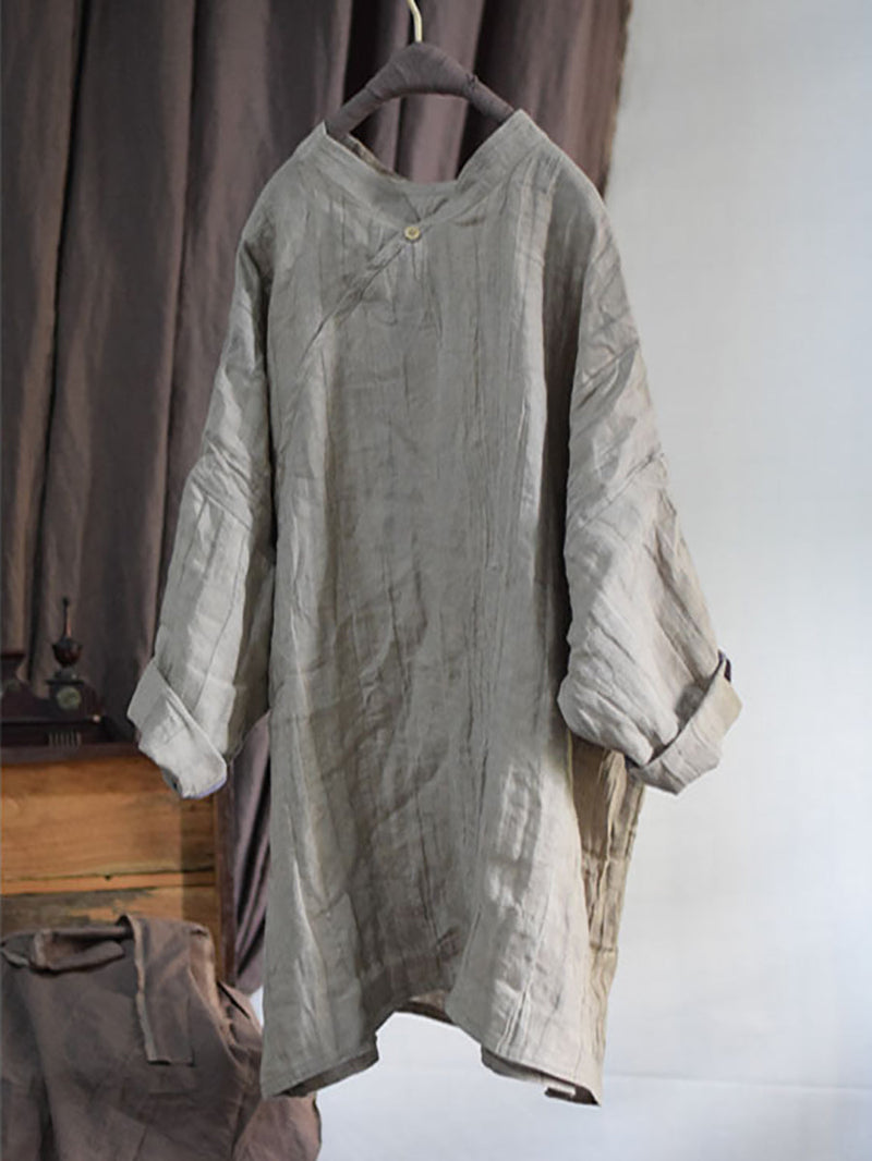 Linen Loose Long Blouse Kl1033