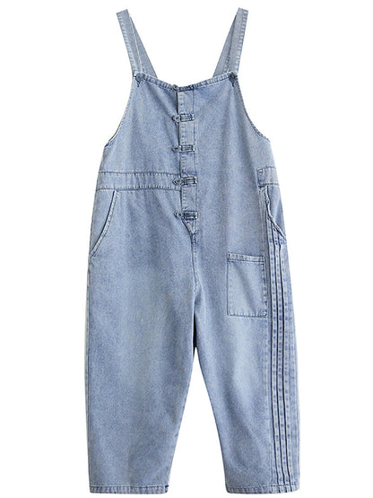 Summer Denim Shirred Jumpsuits At1032