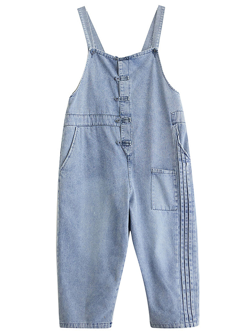 Summer Denim Shirred Jumpsuits At1032