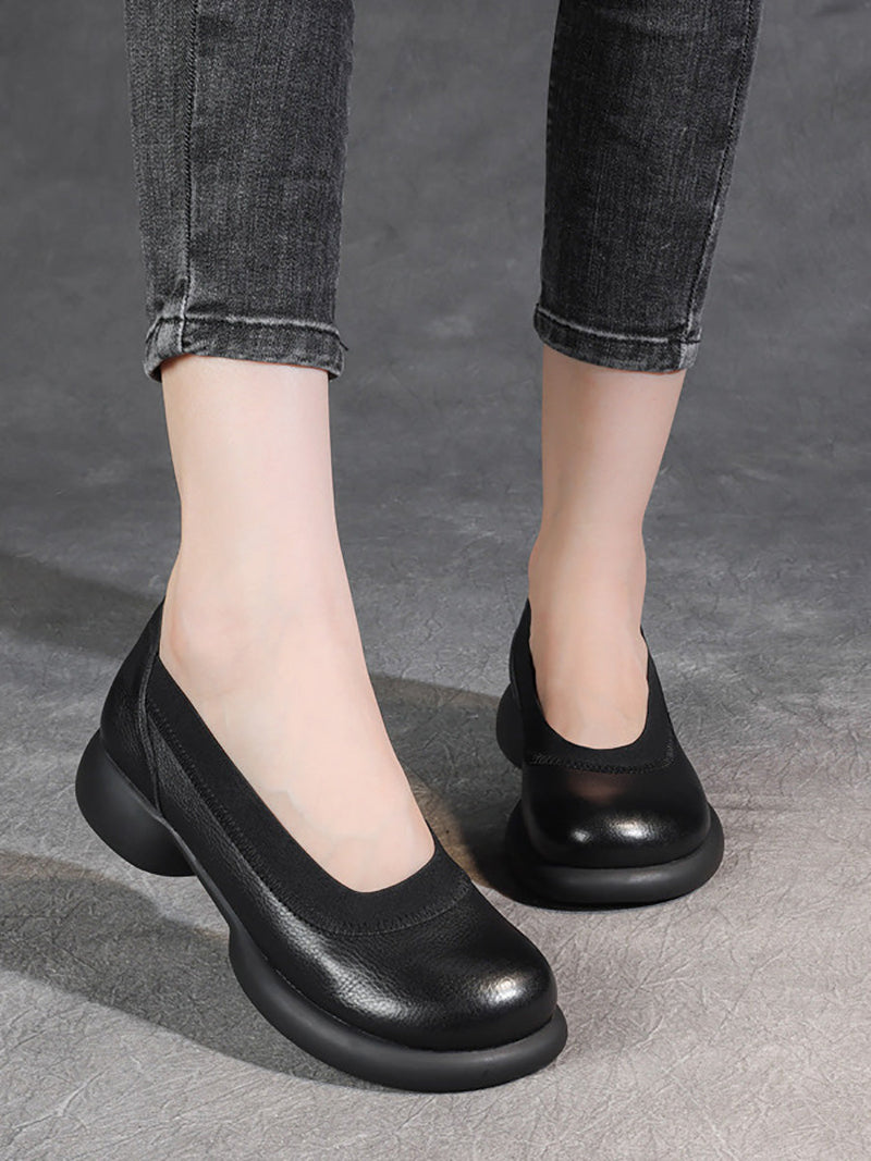 Summer Genuine Leather Low Heel Shoes Fd016