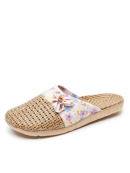 Summer Bamboo Weaving Spliced Slippers Fg1022