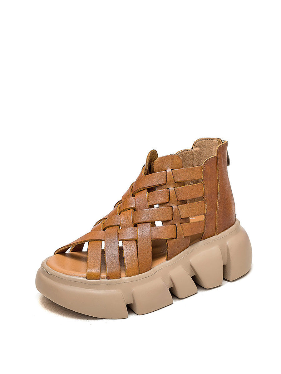 Summer Leather Weave Platform Sandals As1016