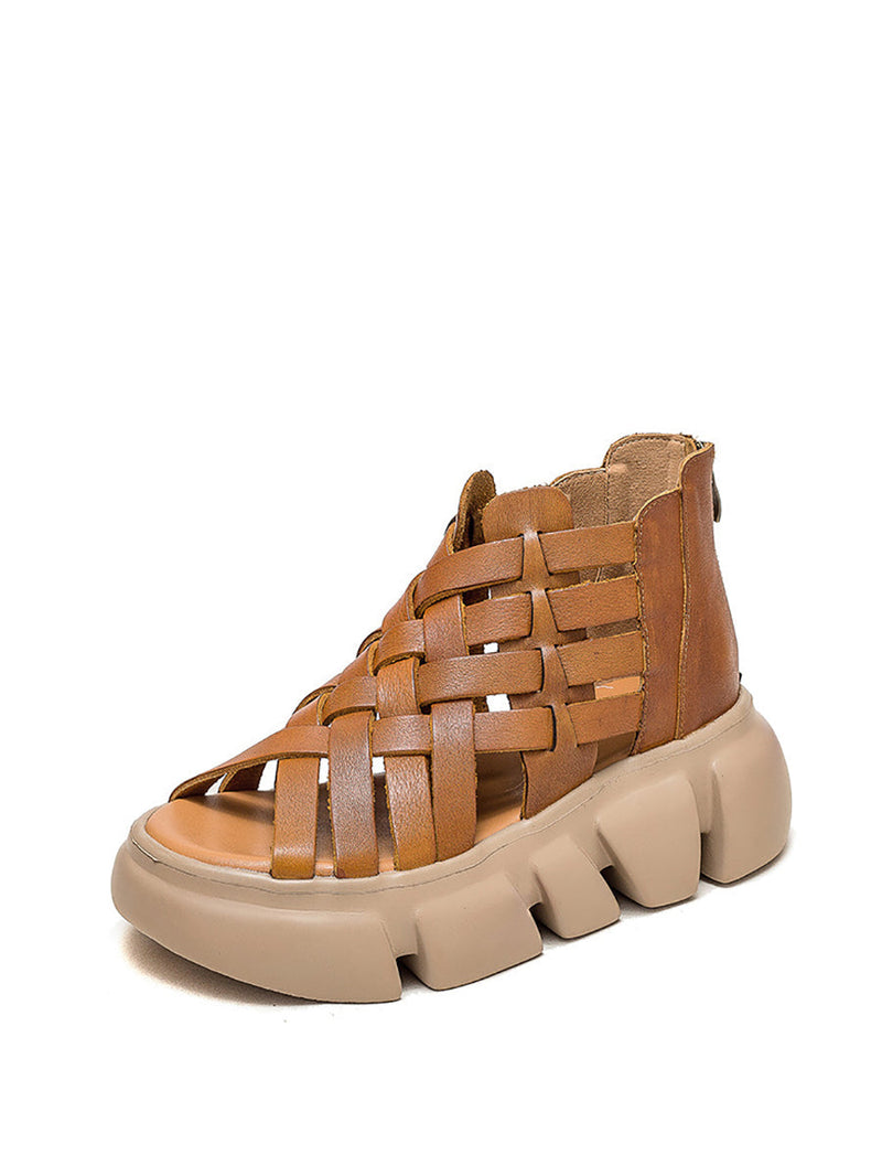 Summer Leather Weave Platform Sandals As1016