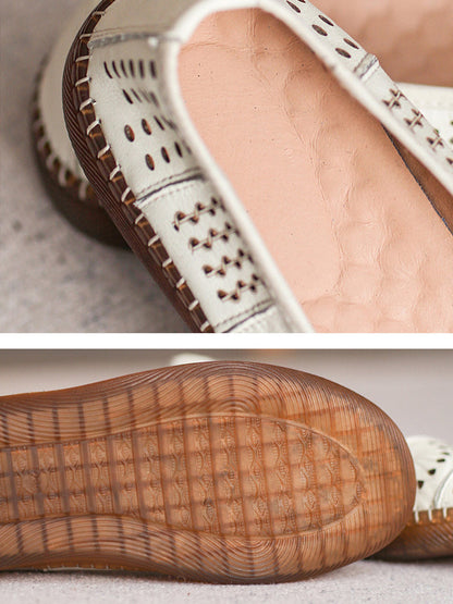 Summer Leather Spliced Cutout Shoes Bn1018