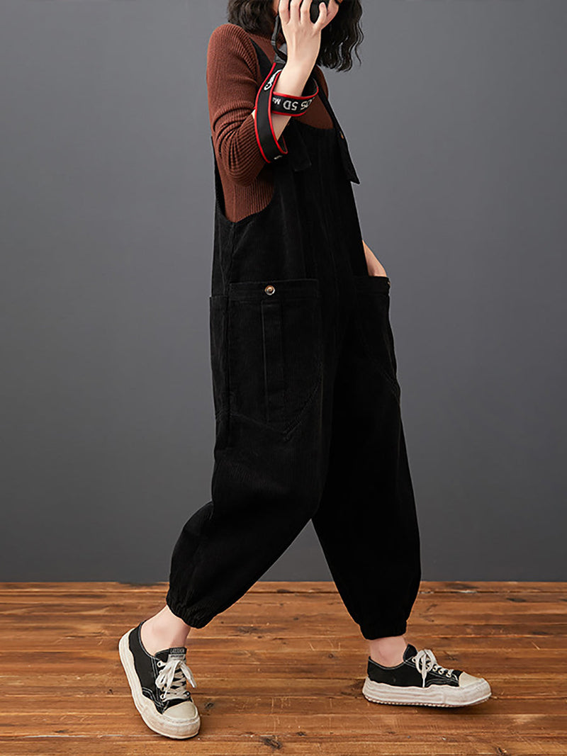 Commute Autumn Corduroy Loose Jumpsuits Ak1022
