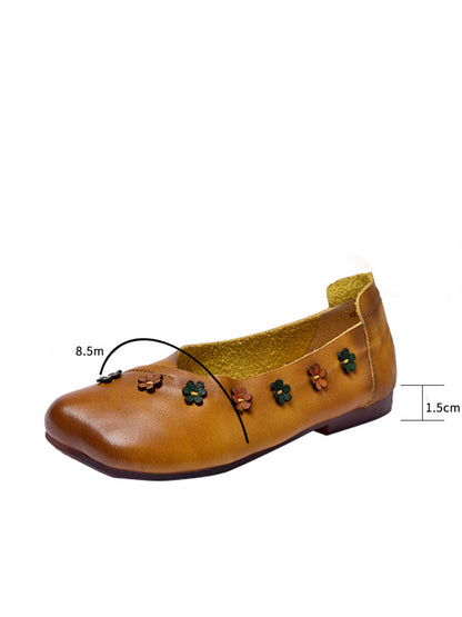 Summer Leather Flower Spliced Flat Shoes Sc1012