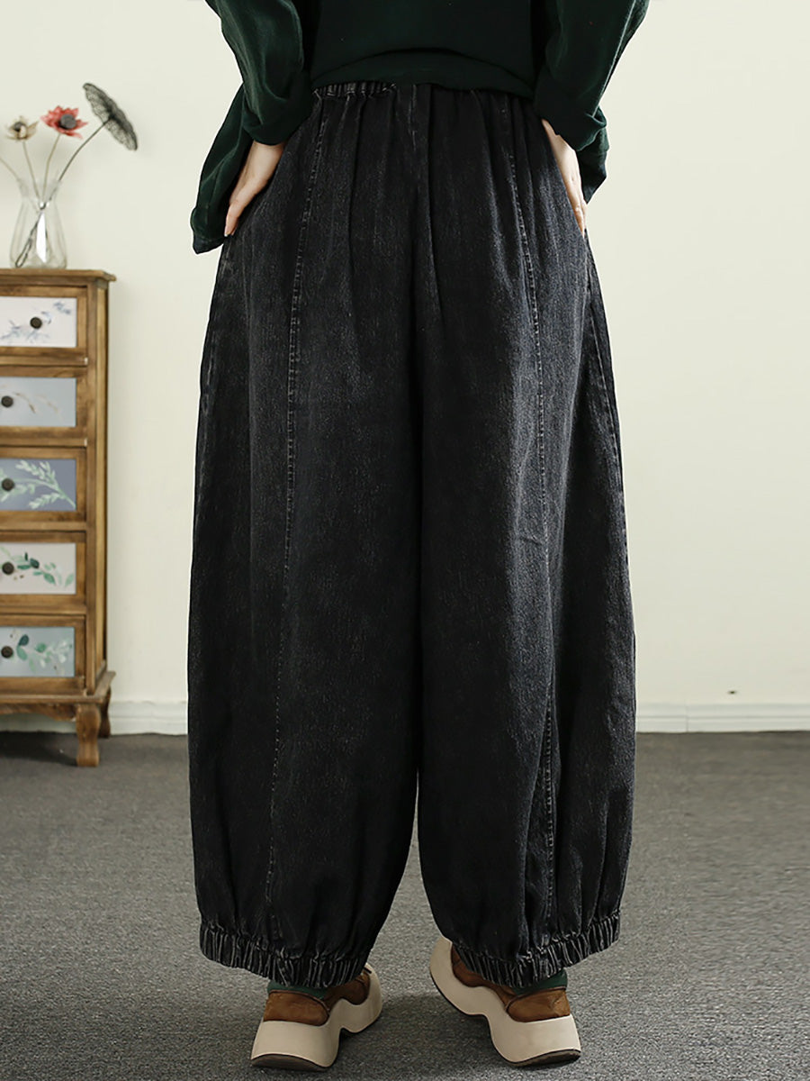 Autumn Patch Spliced Denim Harem Pants Ai1053