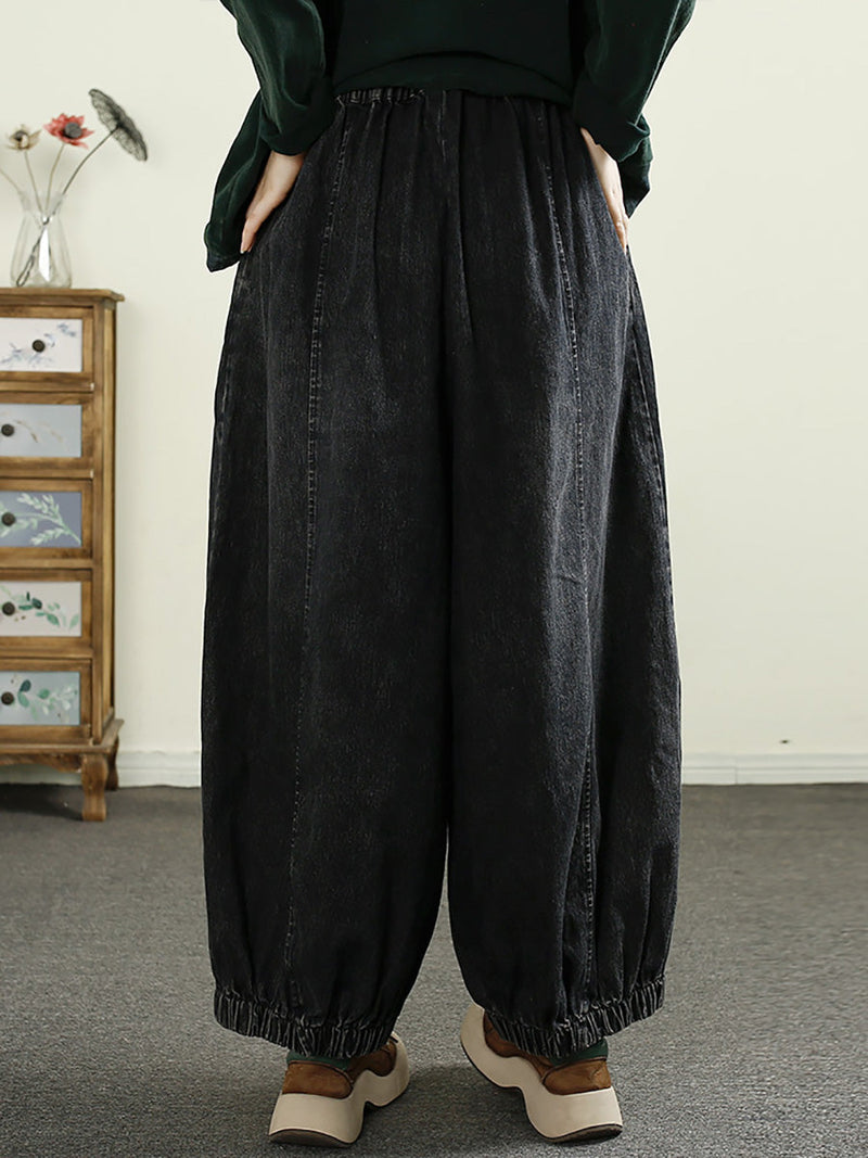 Autumn Patch Spliced Denim Harem Pants Ai1053