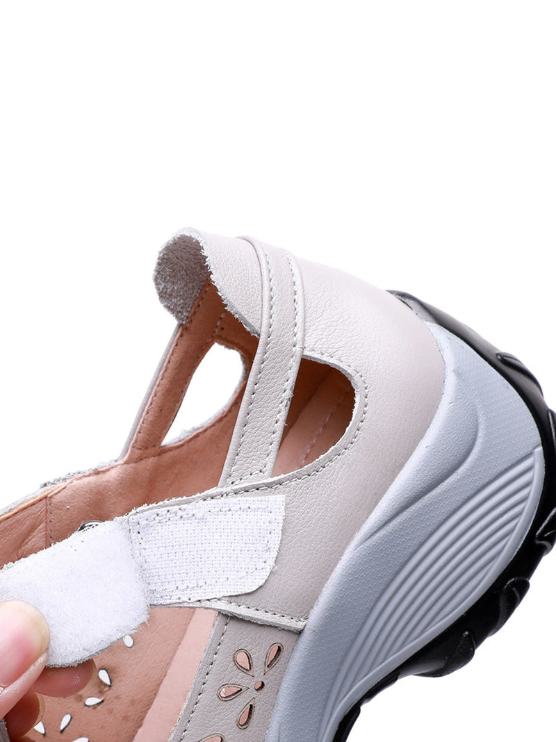 Summer Leather Cutout Platform Shoes Pa1025