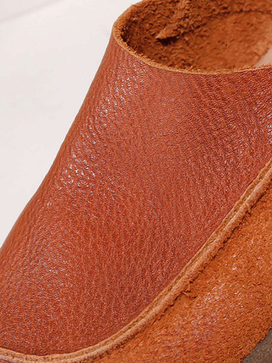 Summer Soft Leather Spliced Low-heel Shoes Aa1016