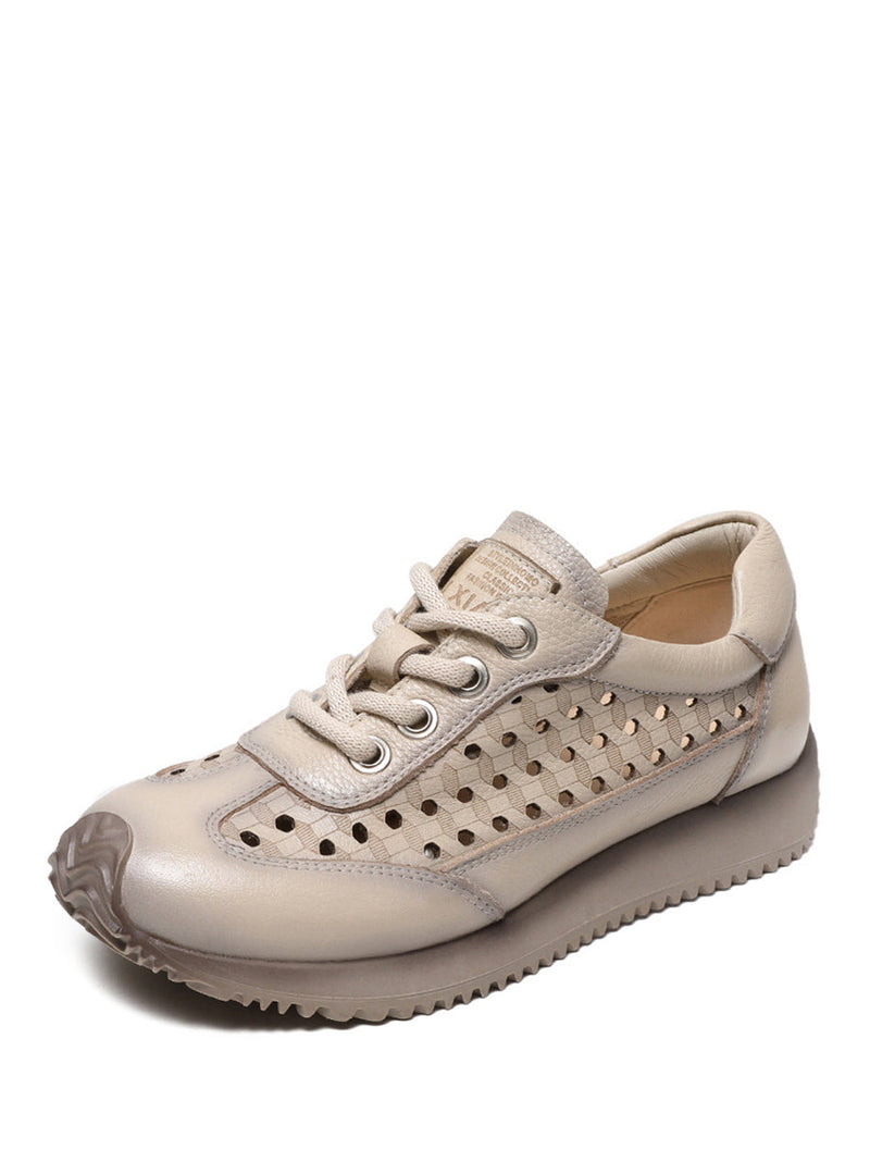 Summer Genuine Leather Cutout Platform Shoes Cv1034