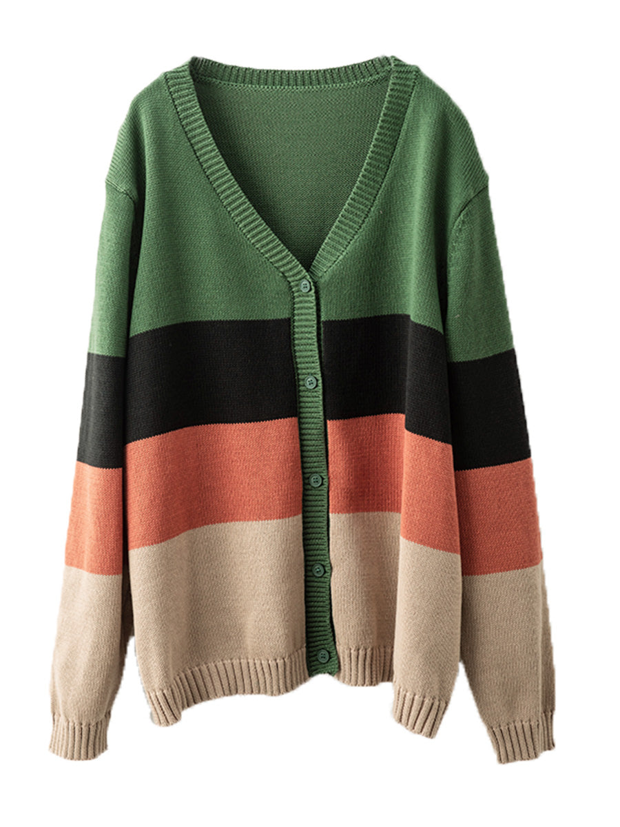 Autumn Colorblock V-neck Knit Sweater As1012