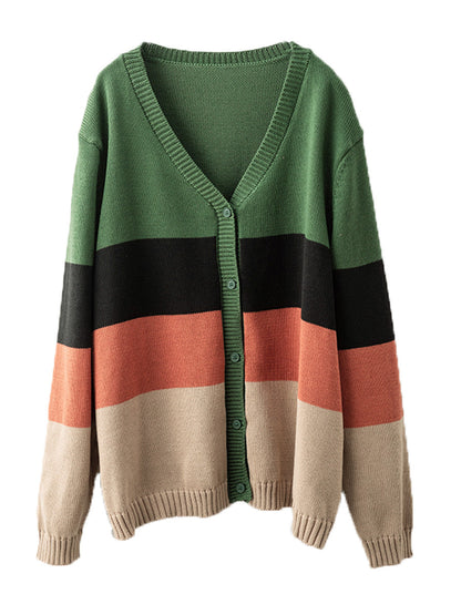 Autumn Colorblock V-neck Knit Sweater As1012