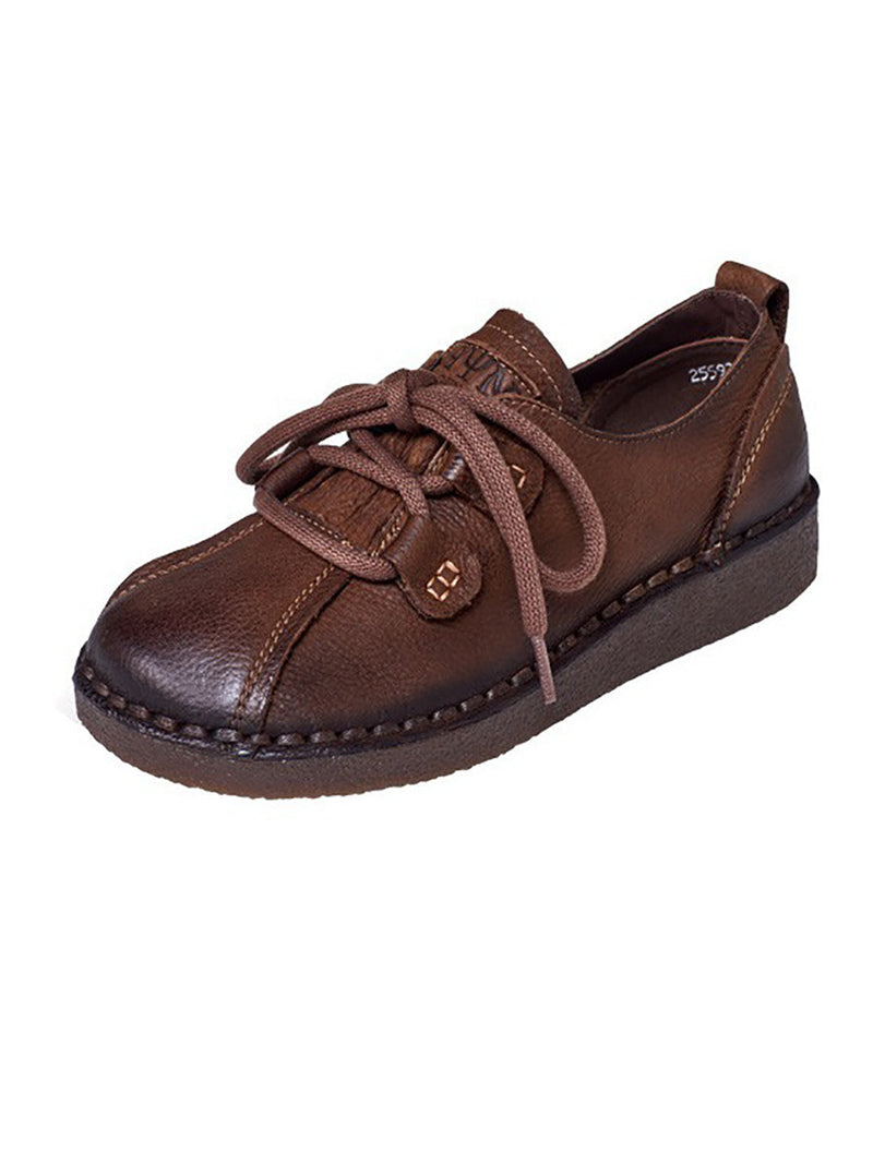 Leather Spliced Low Heel Shoes At1015