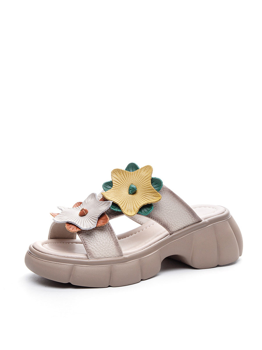 Summer Leather Spliced Star Platform Sandal Ty1033