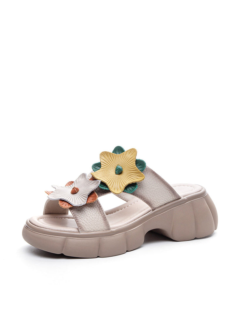 Summer Leather Spliced Star Platform Sandal Ty1033