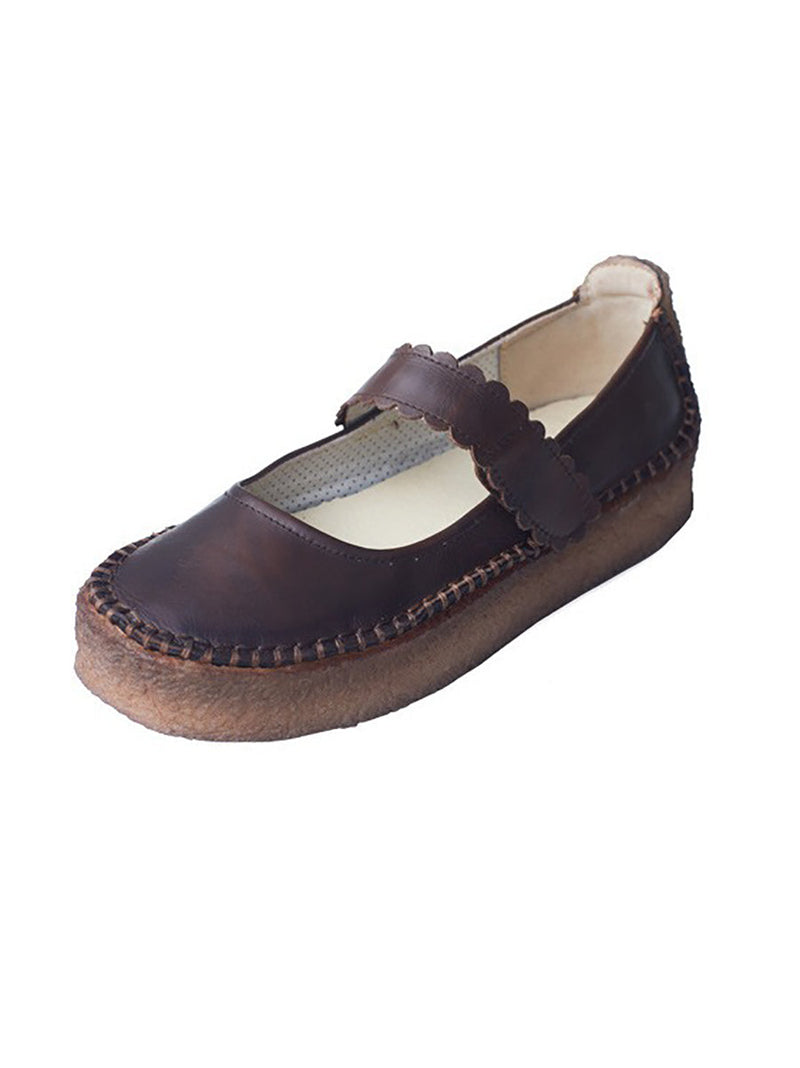 Summer Leather Velcro Flat Shoes Zz1040
